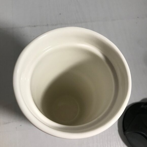 Starbucks Tumbler 2014 White Travel With Lid Silver Studded Ceramic Double Wall - Picture 10 of 12